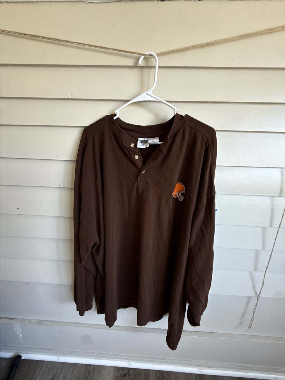 The Edge Cleveland Browns Long Sleeve Henley Size 3XL Brown NFL